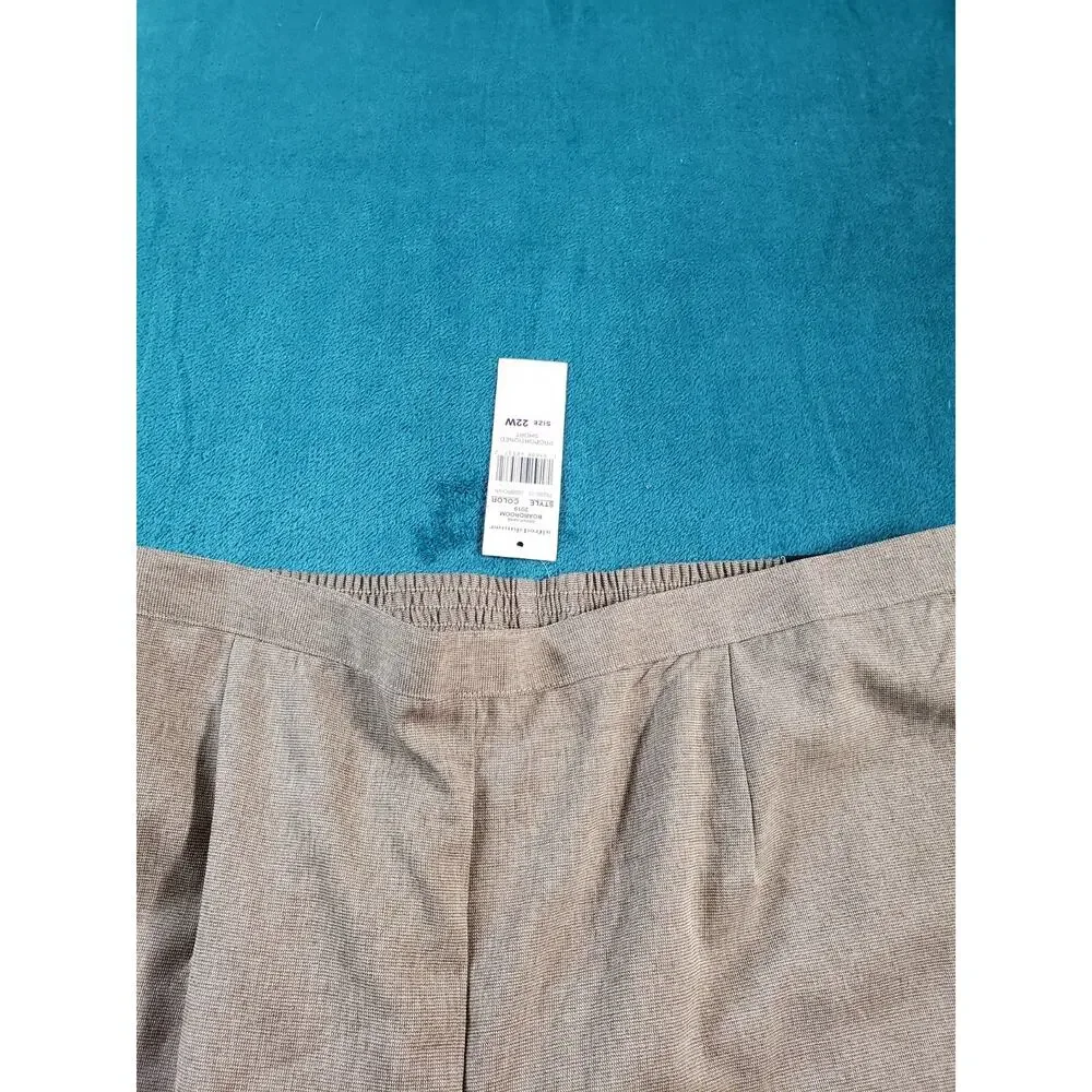 Alfred Dunner Pants Size 22 W Brown Elastic Waist Ladies Dress Stretch NWT